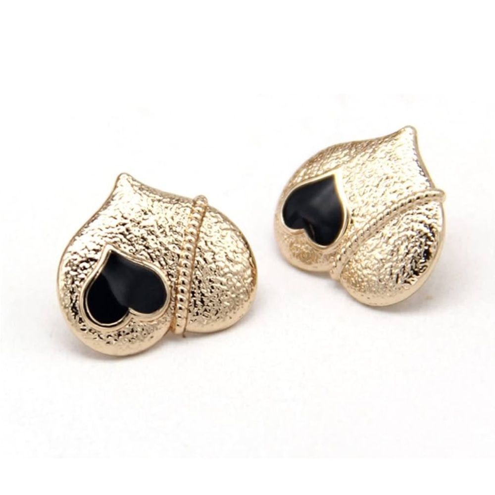 gold heart stud earrings H153